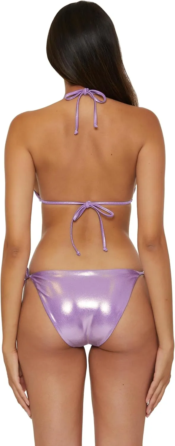 BECCA Liquid Metal Tie Side Bikini Bottom, Cheeky Coverage, Swimwear Separates for Women