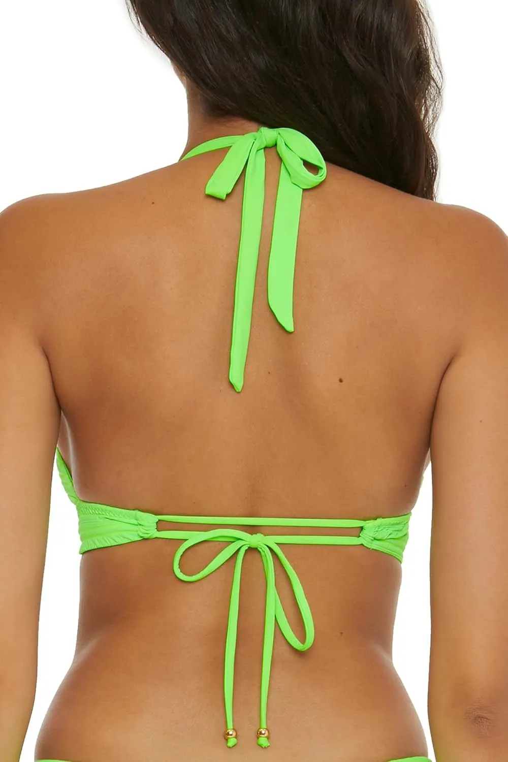 BECCA Women's Coast Halter Bikini Top, Adjustable, Tie Back, Swimwear Separates