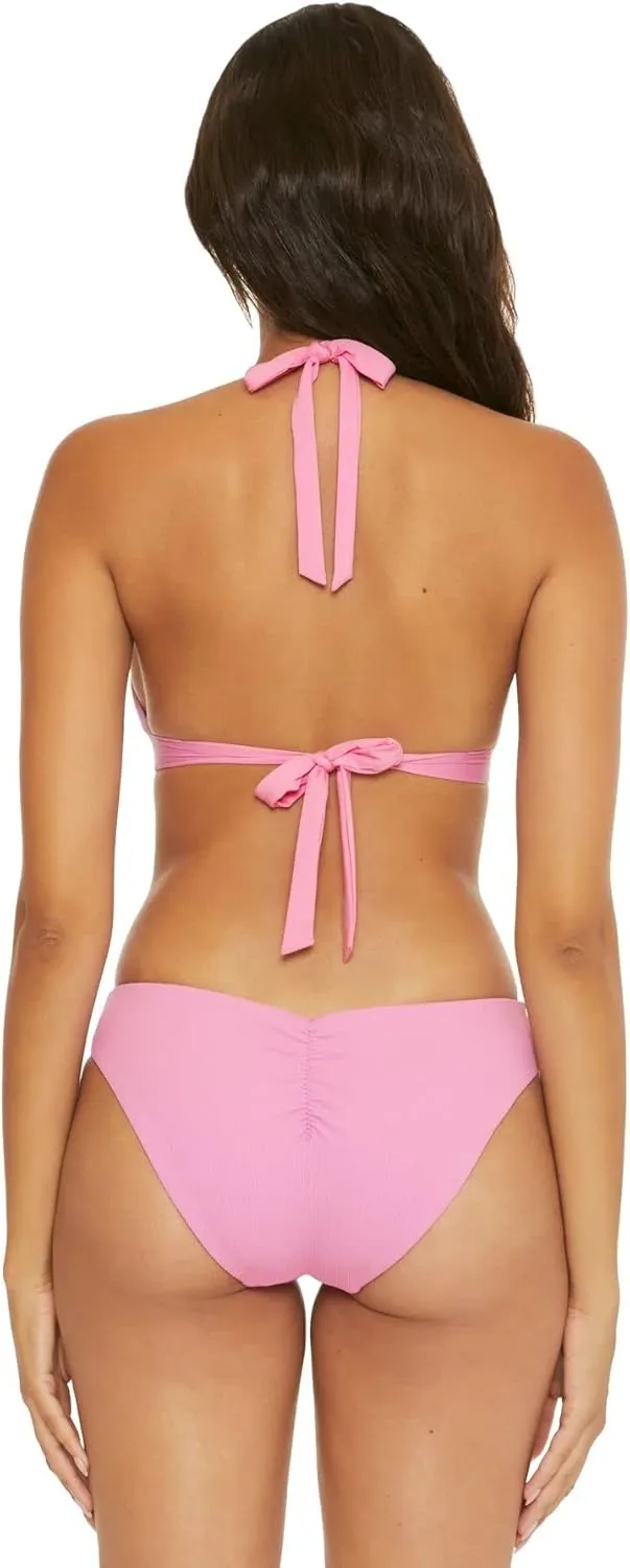 BECCA Women's Modern Edge Halter Bikini Top, Adjustable, Tie Back, Swimwear Separates