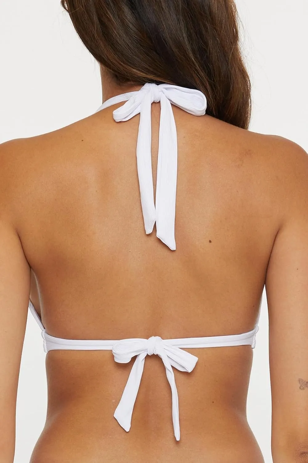 BECCA Women's Modern Edge Halter Bikini Top, Adjustable, Tie Back, Swimwear Separates