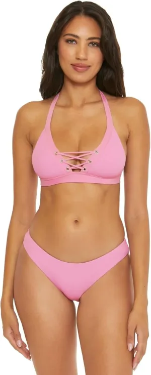 BECCA Women's Modern Edge Halter Bikini Top, Adjustable, Tie Back, Swimwear Separates