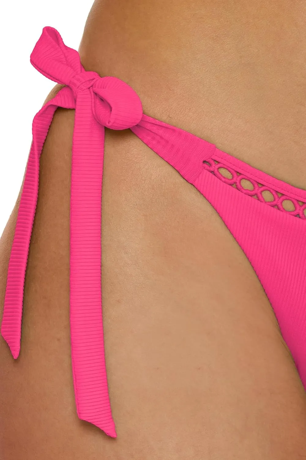 BECCA Women's Modern Edge Tie Side Bikini Bottom, Cheeky Coverage, Swimwear Separates
