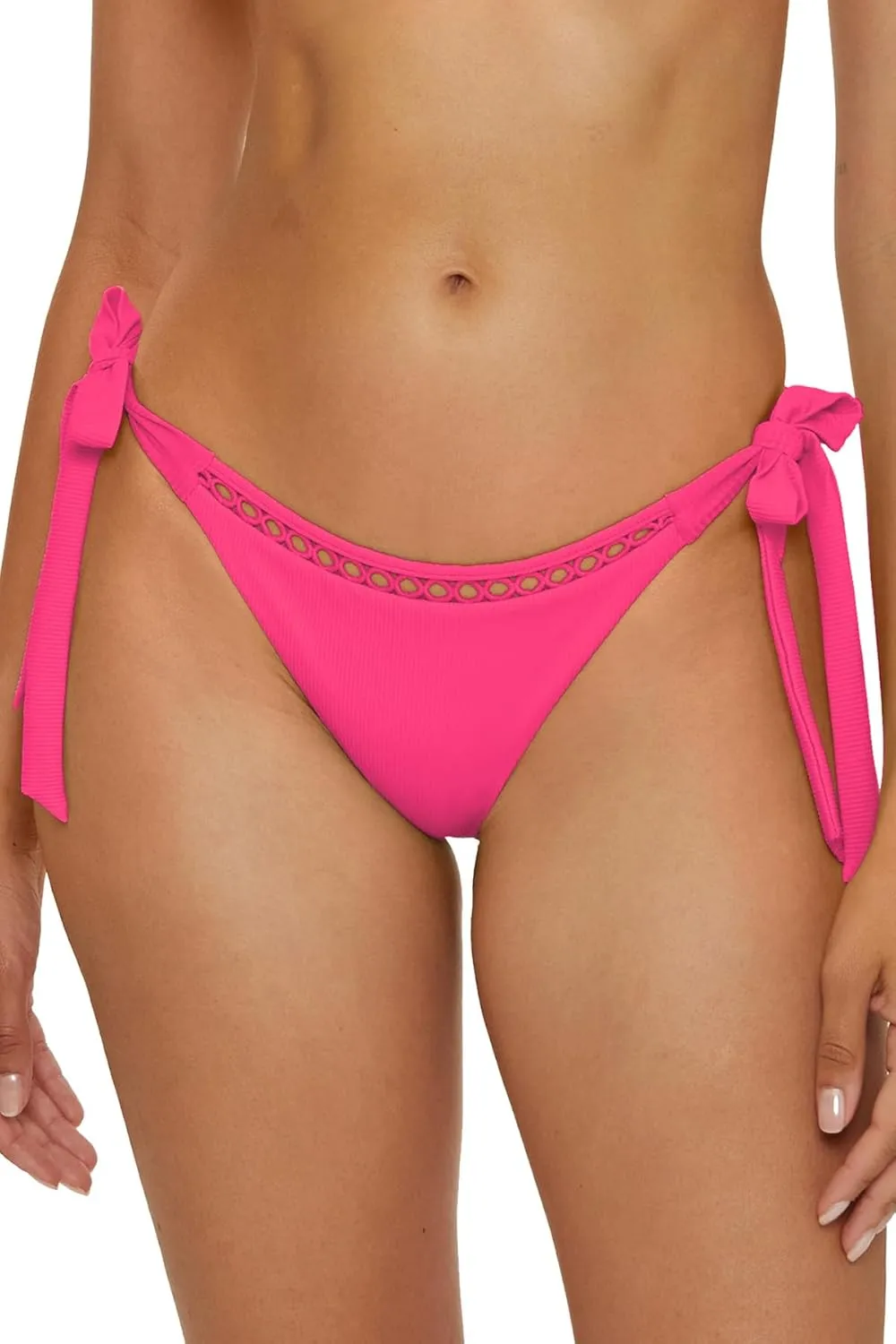 BECCA Women's Modern Edge Tie Side Bikini Bottom, Cheeky Coverage, Swimwear Separates