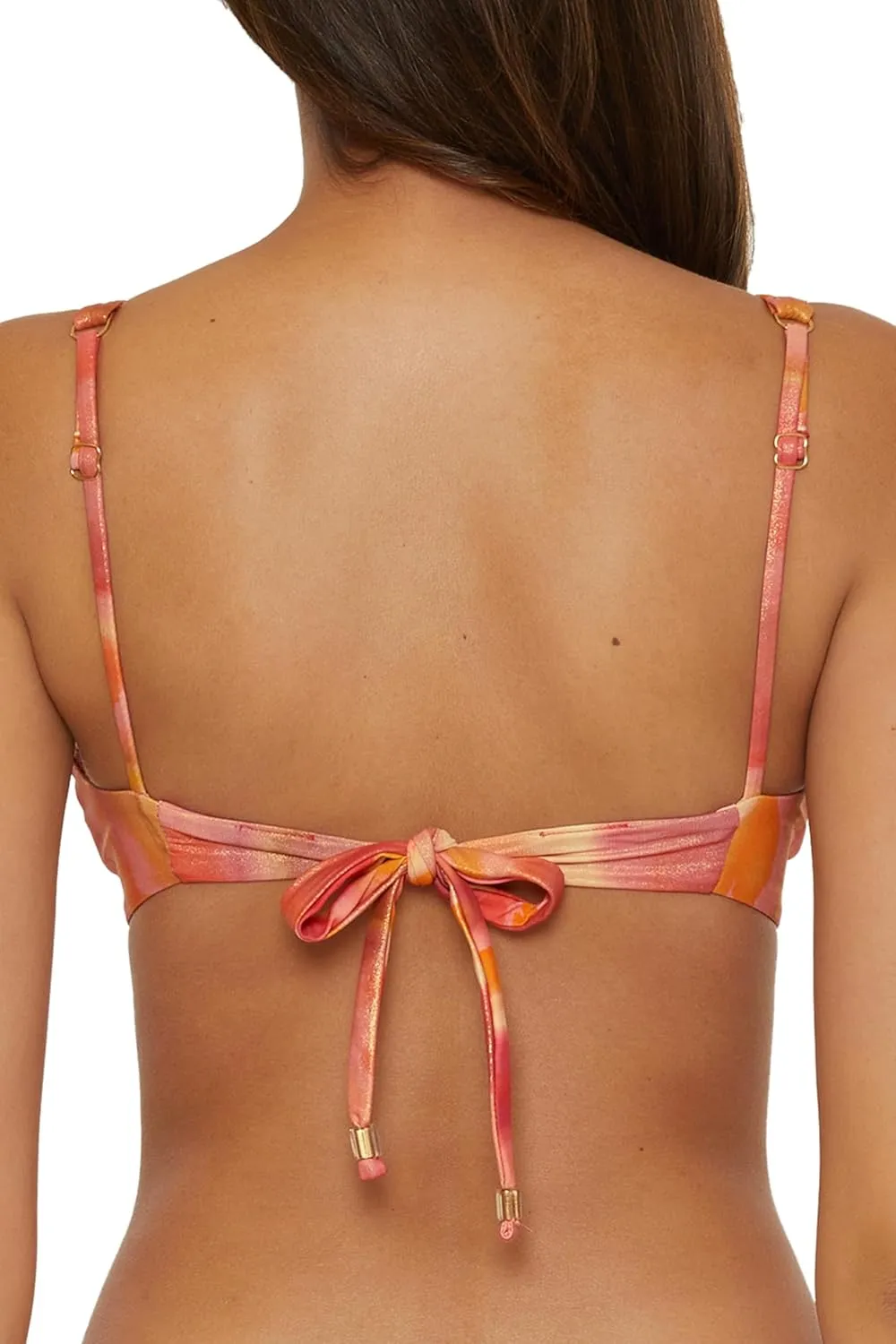 BECCA Women's Solar Energy Knot Bra Bikini Top, Adjustable, Tie Back, Swimwear Separates