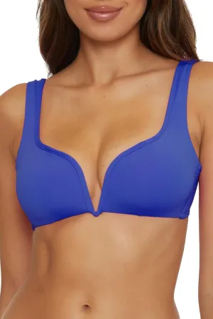 BECCA Women's Standard Color Code V-Wire Bikini Top, Adjustable, Tie Back, Swimwear Separates
