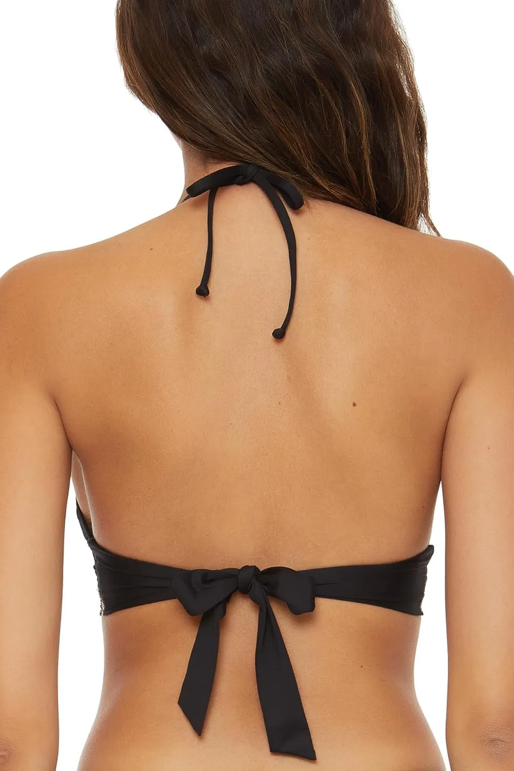 BECCA Women's Standard Layla Halter Bikini Top, Adjustable, Tie Back, Swimwear Separates