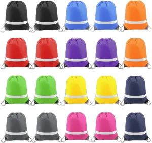 BeeGreen Drawstring Backpack Bags 20,30,50 Packs Reflective String Bags for Gym Sport Trip Cinch Sack DIY for Women Men