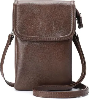 befen Genuine Leather Small Crossbody Bags for Women Cell Phone Bag Cross Body Purses,Silver Zipper