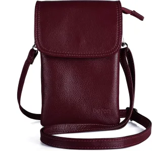 befen Genuine Leather Small Crossbody Bags for Women Cell Phone Bag Cross Body Purses,Silver Zipper