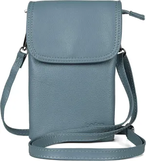 befen Genuine Leather Small Crossbody Bags for Women Cell Phone Bag Cross Body Purses,Silver Zipper