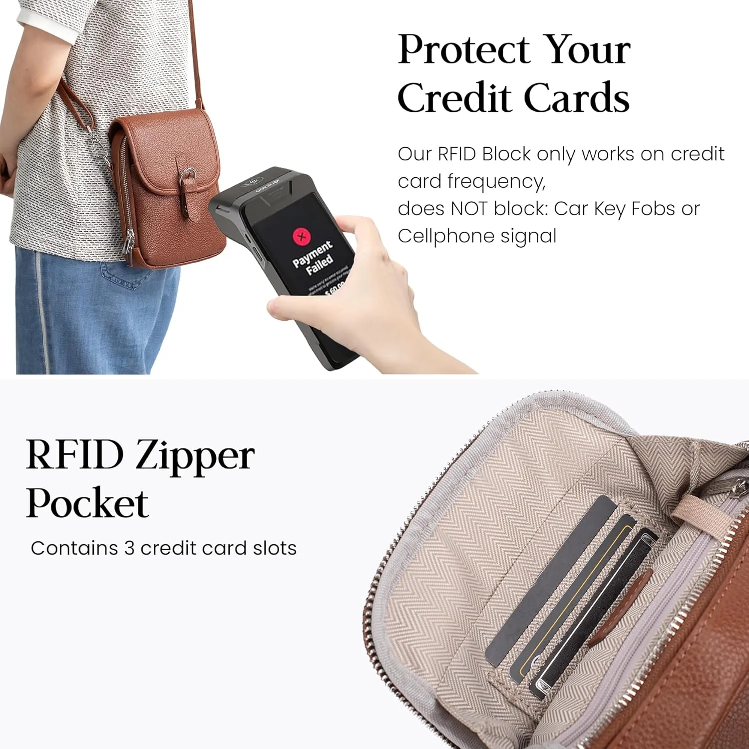 befen Genuine Leather Small Crossbody Bags for Women Cross Body Bag Purses Cell Phone Purse for Travel with RFID Card Slots