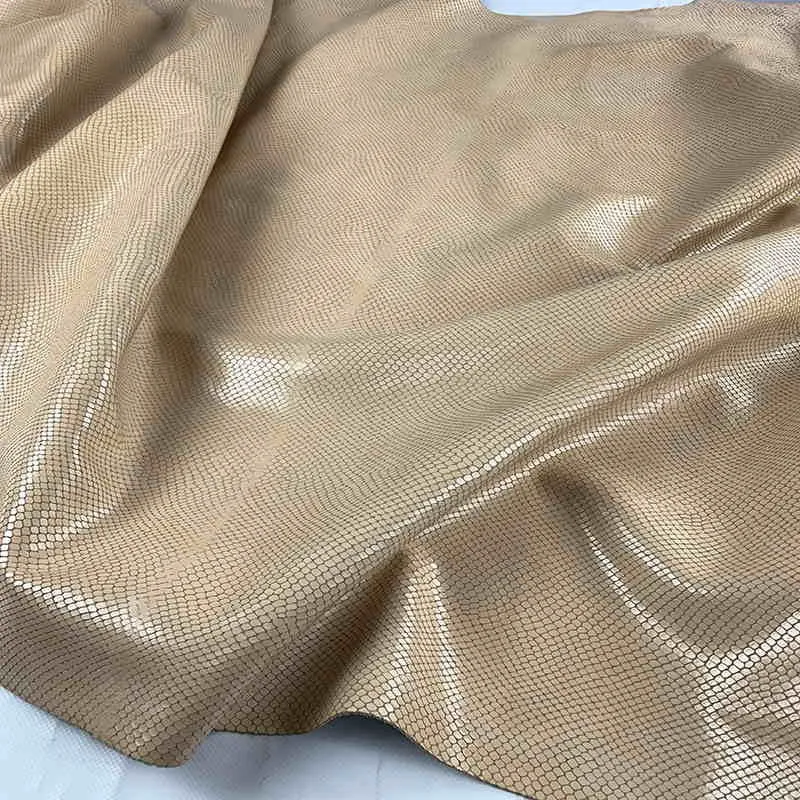 Beige Nude Scale print Leather