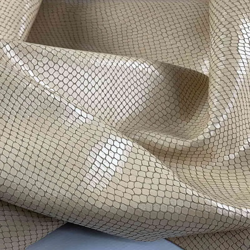Beige Nude Scale print Leather