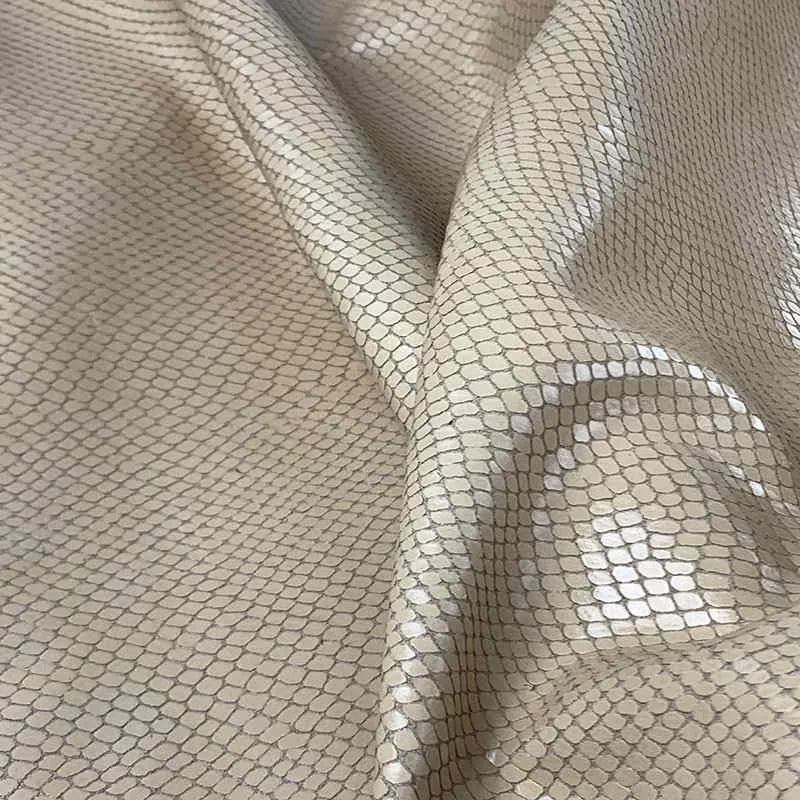 Beige Nude Scale print Leather
