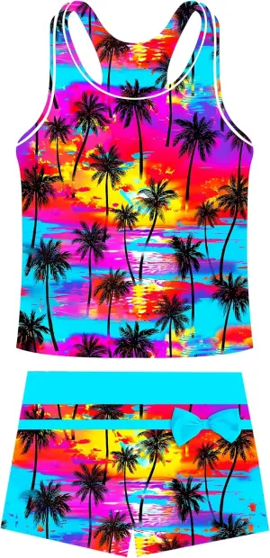 Belovecol Girls Swimsuits Two Piece Tankini Bathing Suits Boyshort Summer Beach Rash Guard Swimwear for 4-15T