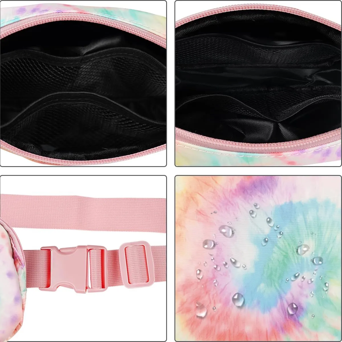 Belt Bag Waist Fanny Pack Crossbody Bags Cute Small Travel Essential Birthday Christmas Gift for Women Trendy Teen Girl Kids Daughter Sister Her Preppy Girly Stuff，Tie Dye Rainbow