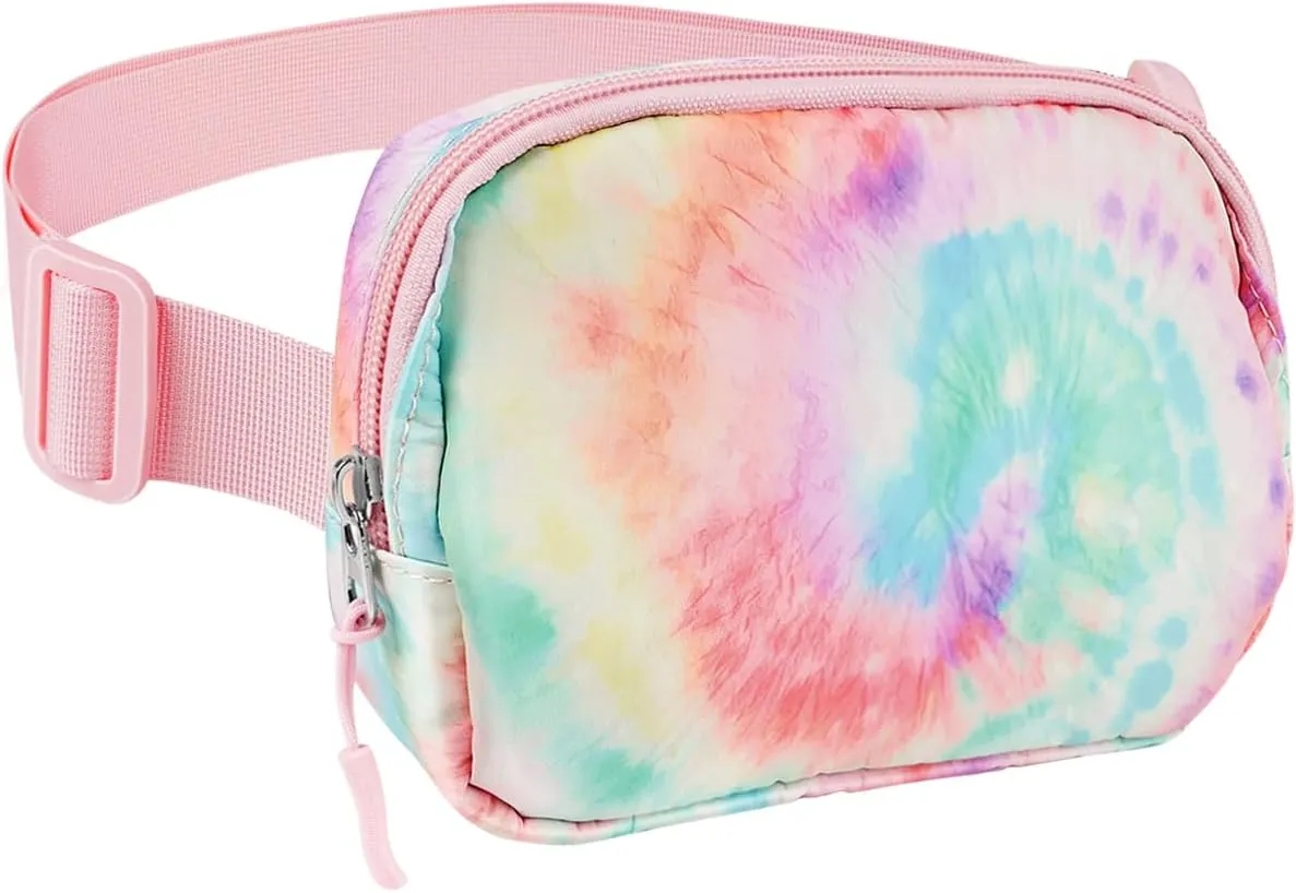 Belt Bag Waist Fanny Pack Crossbody Bags Cute Small Travel Essential Birthday Christmas Gift for Women Trendy Teen Girl Kids Daughter Sister Her Preppy Girly Stuff，Tie Dye Rainbow