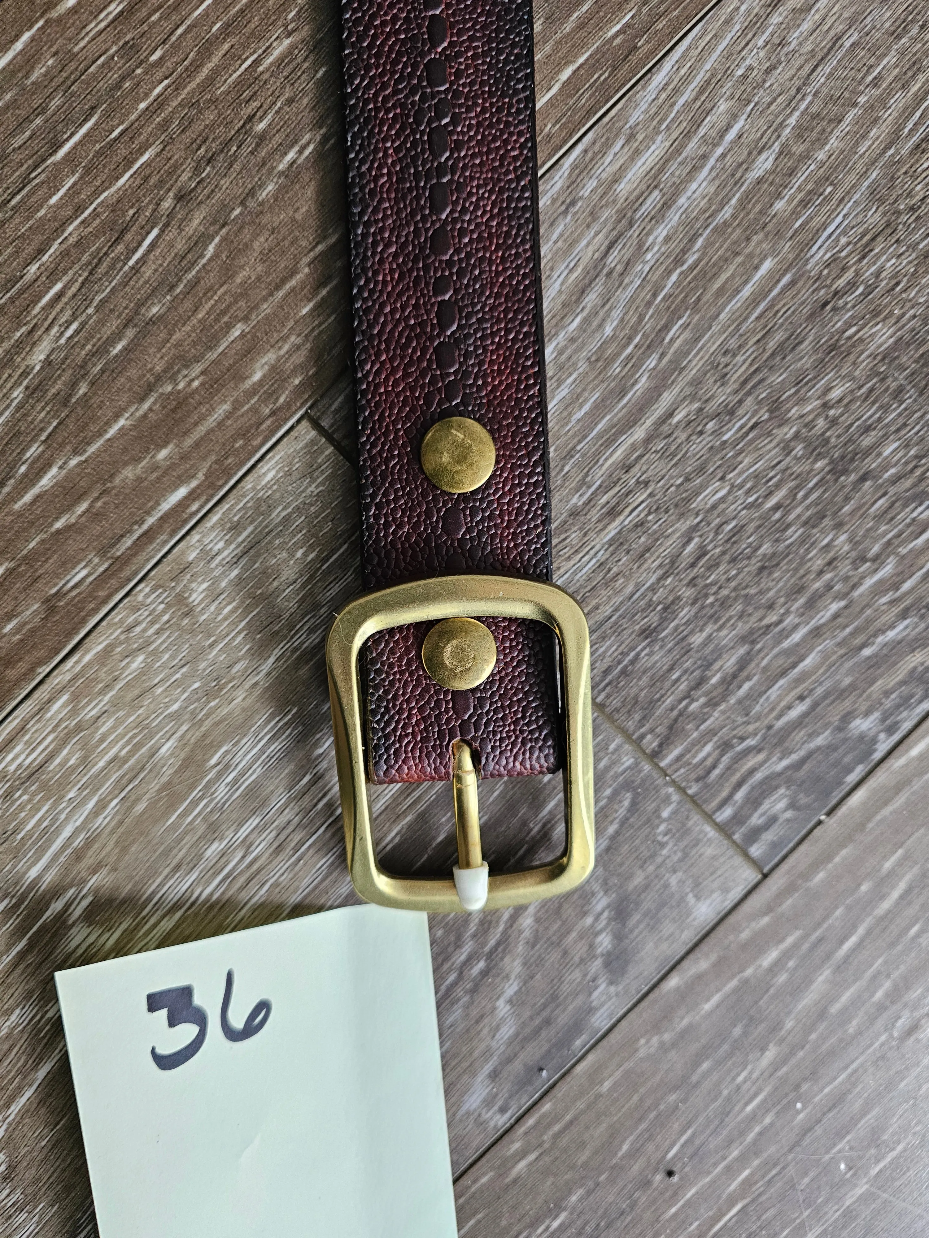 BELT LUXURY.  SOLID BRASS BUCKLE     EMBOSSED DARK REPTILE