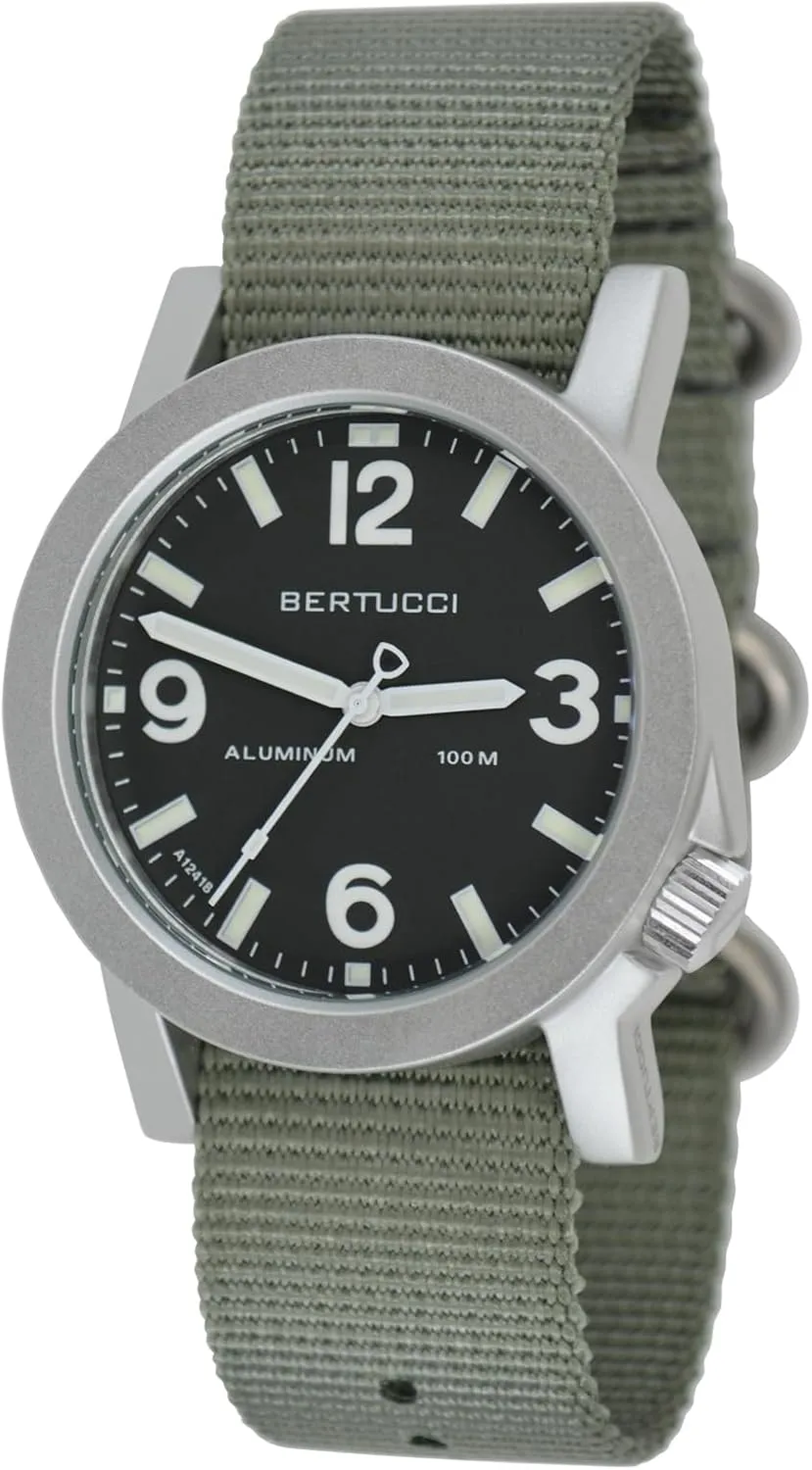 BERTUCCI® 40 mm Aluminum Field Watch - A-6A Experior™ - Marine Green Dial, Defender Drab™ Nylon Band 16502