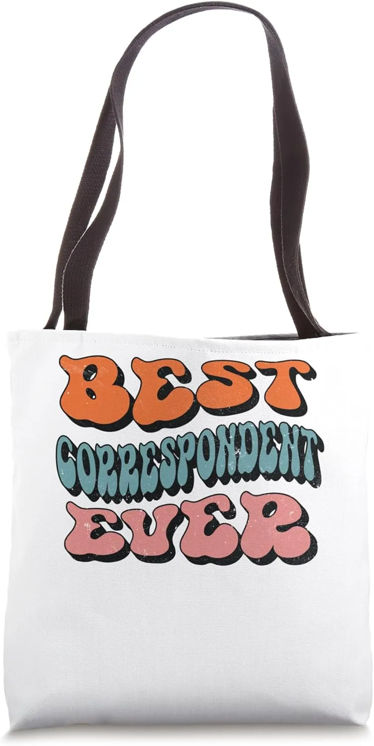 Best Correspondent Ever, Retro Groovy Correspondent Squad Tote Bag