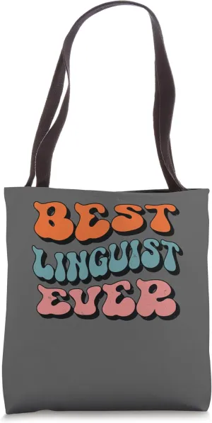 Best Linguist Ever, Distressed Retro Groovy Linguist Squad Tote Bag