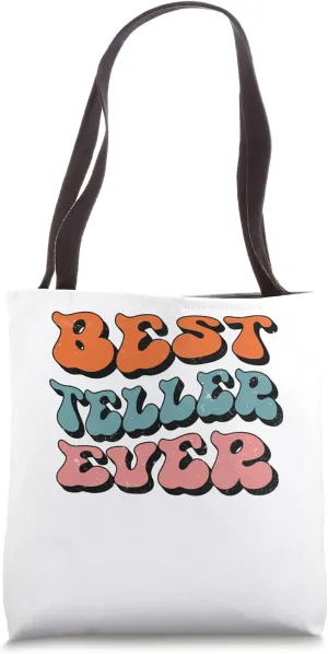Best Teller Ever, Distressed Retro Groovy Teller Squad Tote Bag