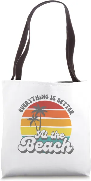 Better At The Beach Retro 70's Sunset Vintage Surfing Style Tote Bag