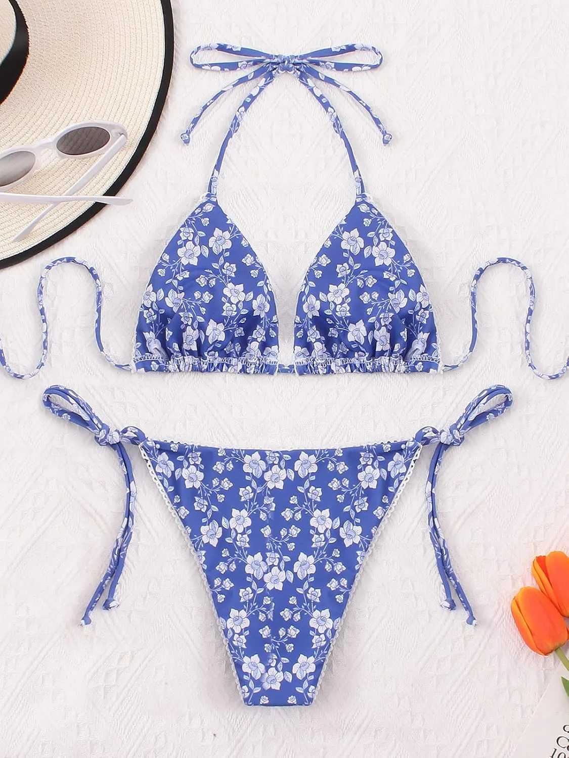 Bikinis Swimsuit Set for Women Swimwear Triangle Bathing Suit Tie String Thong