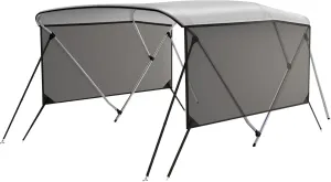 Bimini Tops for Boats-3 4 Bow Boat Canopy - Marine Grade Canvas & PU-Coated Fabric,with 2 Removable Side Curtains, Rear 2 Support Bars & 2 Tie-Down Straps,Hardware Included(3bow 6'Lx46 Hx67-72" W)