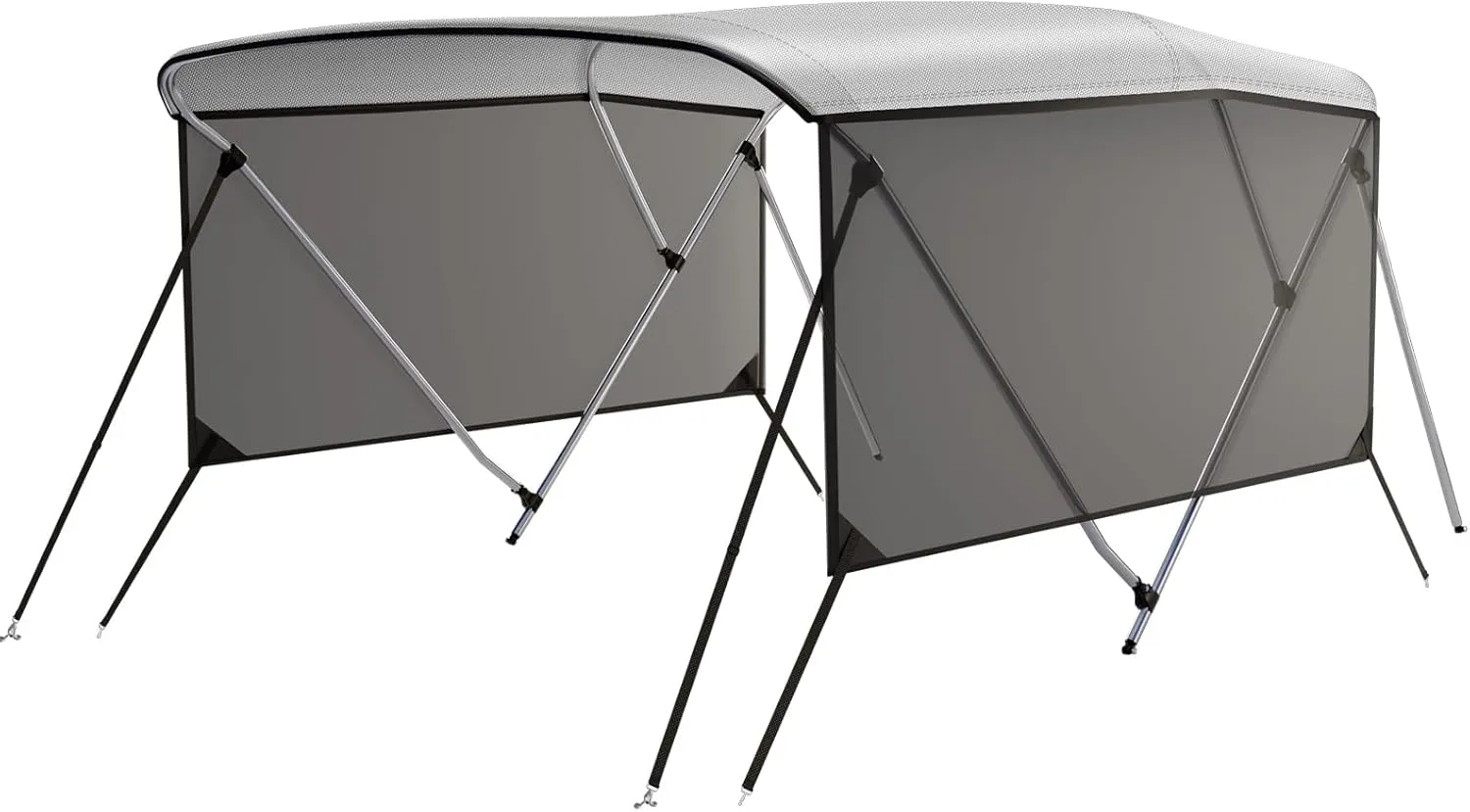 Bimini Tops for Boats-3 4 Bow Boat Canopy - Marine Grade Canvas & PU-Coated Fabric,with 2 Removable Side Curtains, Rear 2 Support Bars & 2 Tie-Down Straps,Hardware Included(3bow 6'Lx46 Hx67-72" W)