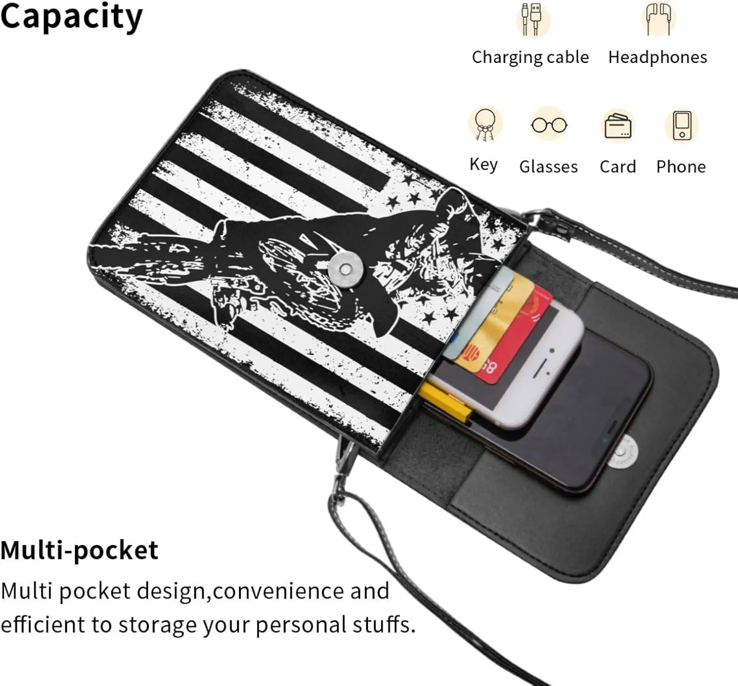Black and Yellow Checkered Flag Leather Crossbody Phone Purse for Women Cute Wallet Bags Lightweight Mini Sling Bag