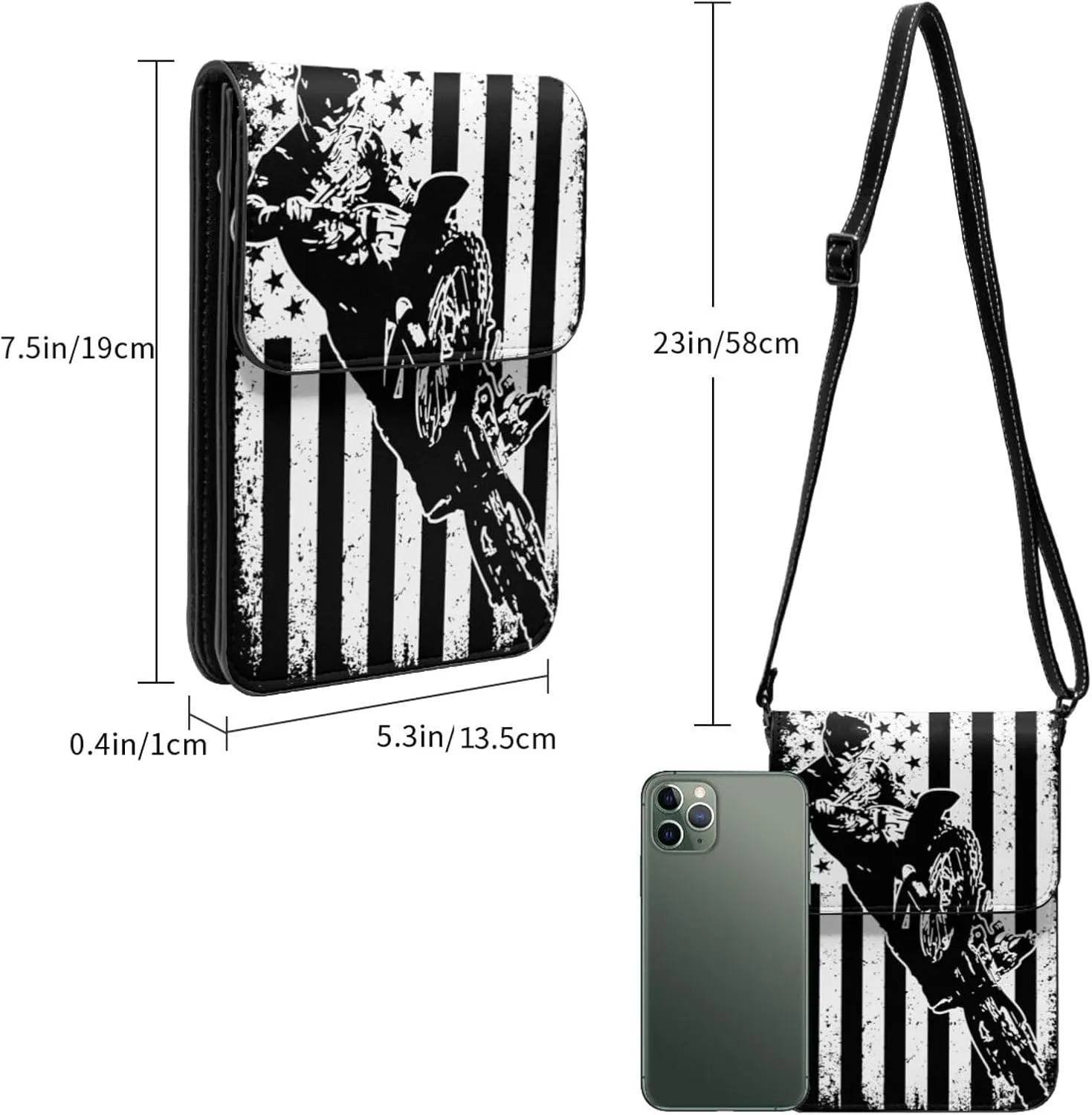 Black and Yellow Checkered Flag Leather Crossbody Phone Purse for Women Cute Wallet Bags Lightweight Mini Sling Bag