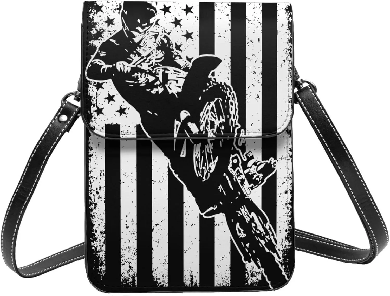 Black and Yellow Checkered Flag Leather Crossbody Phone Purse for Women Cute Wallet Bags Lightweight Mini Sling Bag