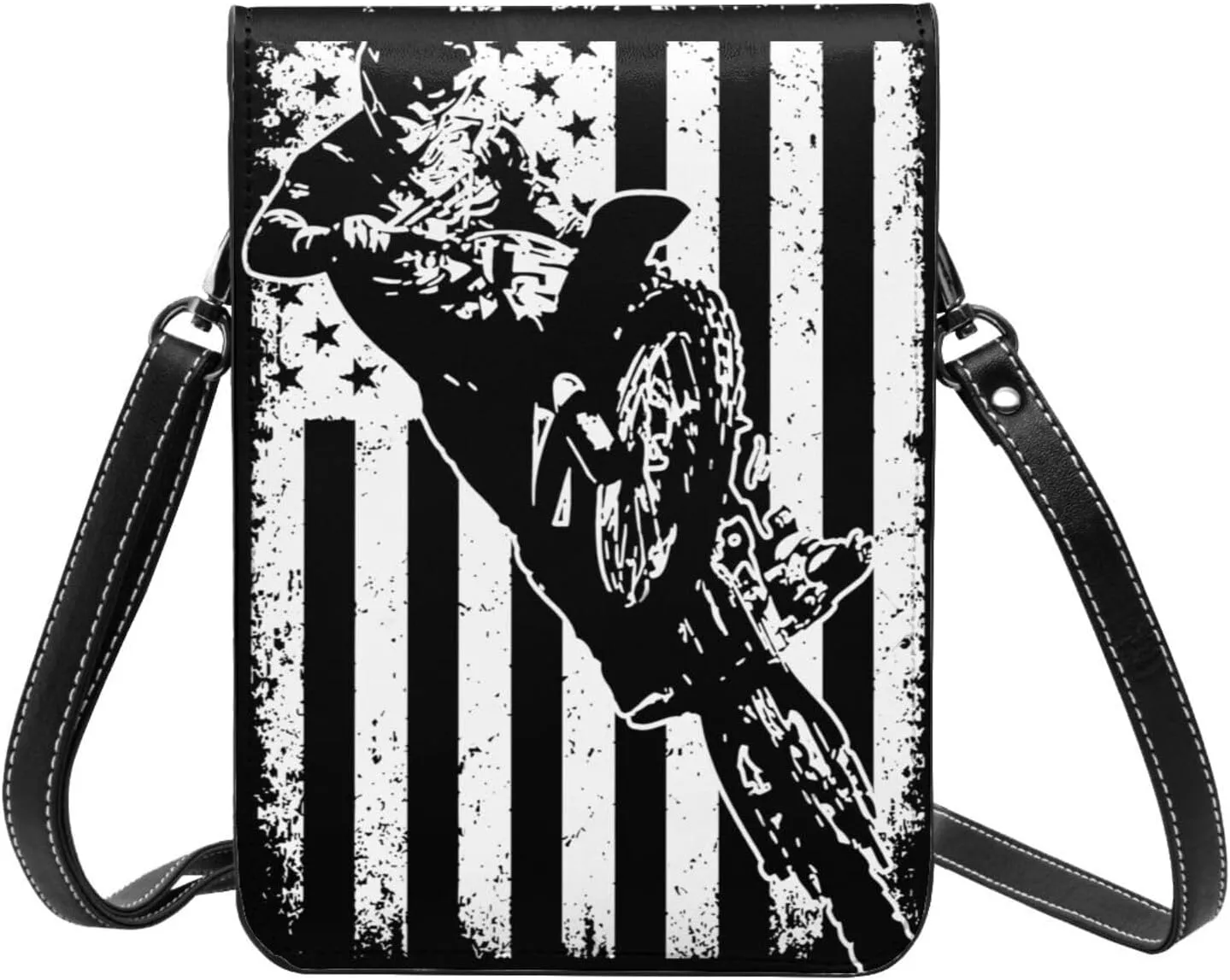 Black and Yellow Checkered Flag Leather Crossbody Phone Purse for Women Cute Wallet Bags Lightweight Mini Sling Bag