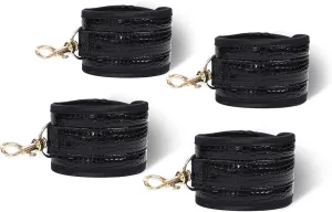 Black Ankle Straps Wrist Cuffs Crocodile Leather Fitness for Enhanced Grip and Support during Workouts