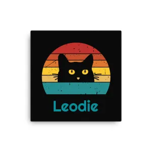 Black Cat Retro Sunset Thin Canvas Print