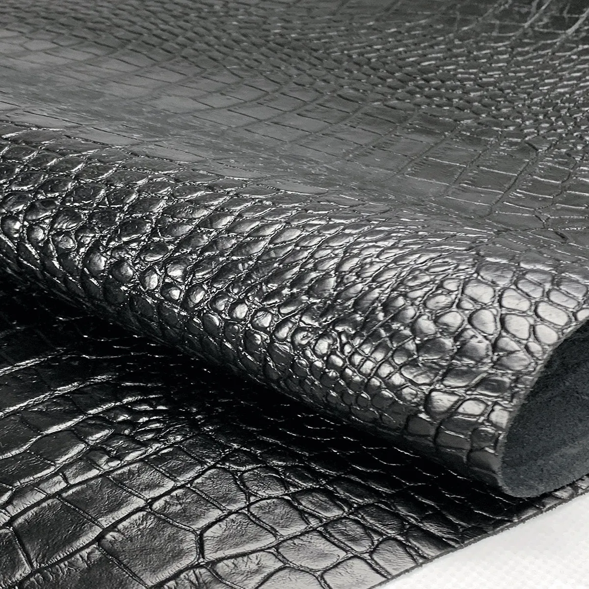 Black Croco Print Leather Matte