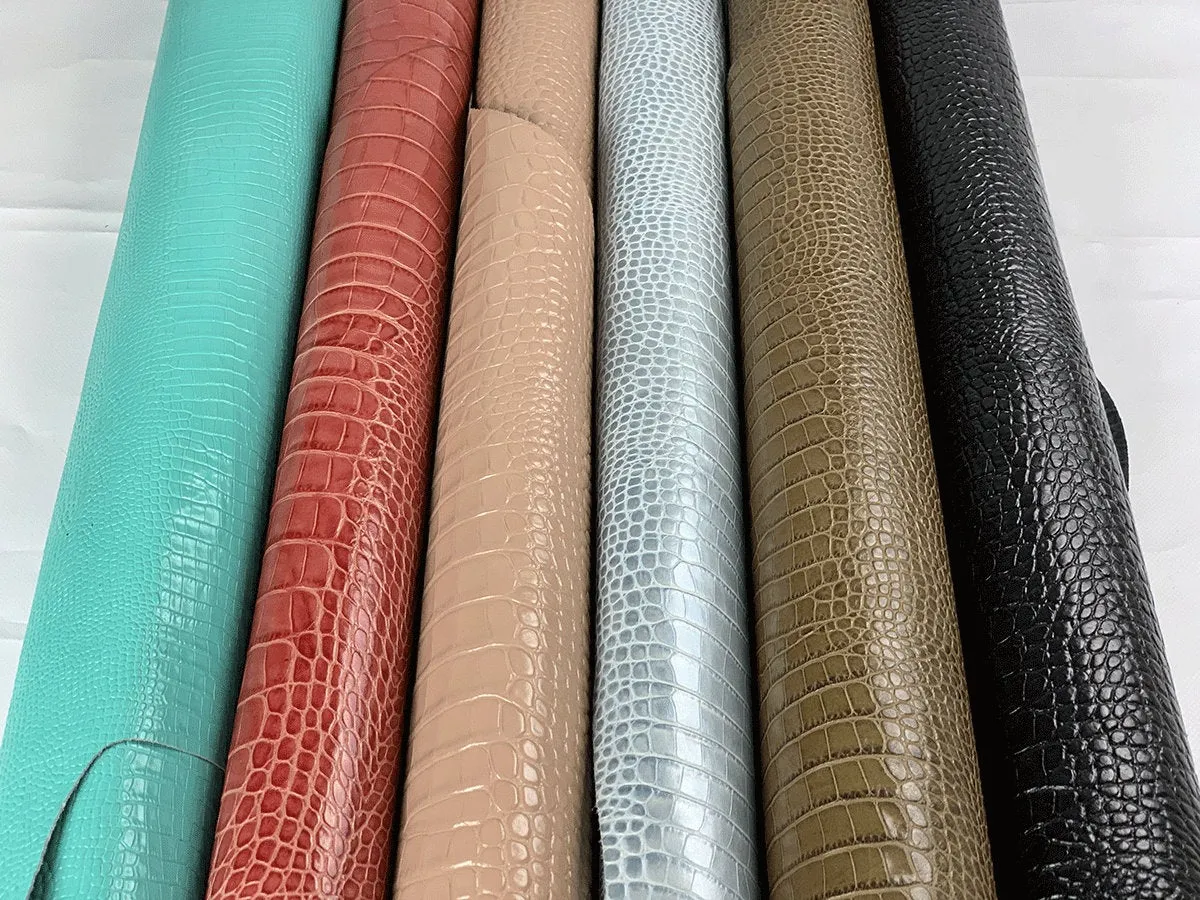 Black Croco Print Leather Matte