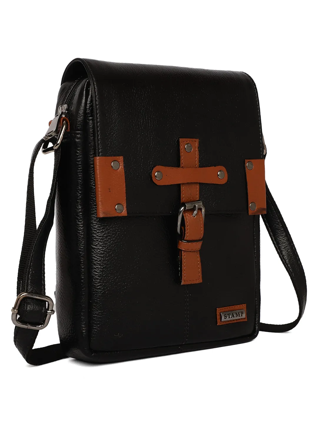 Black Leather Crossbody Bag CBB2200
