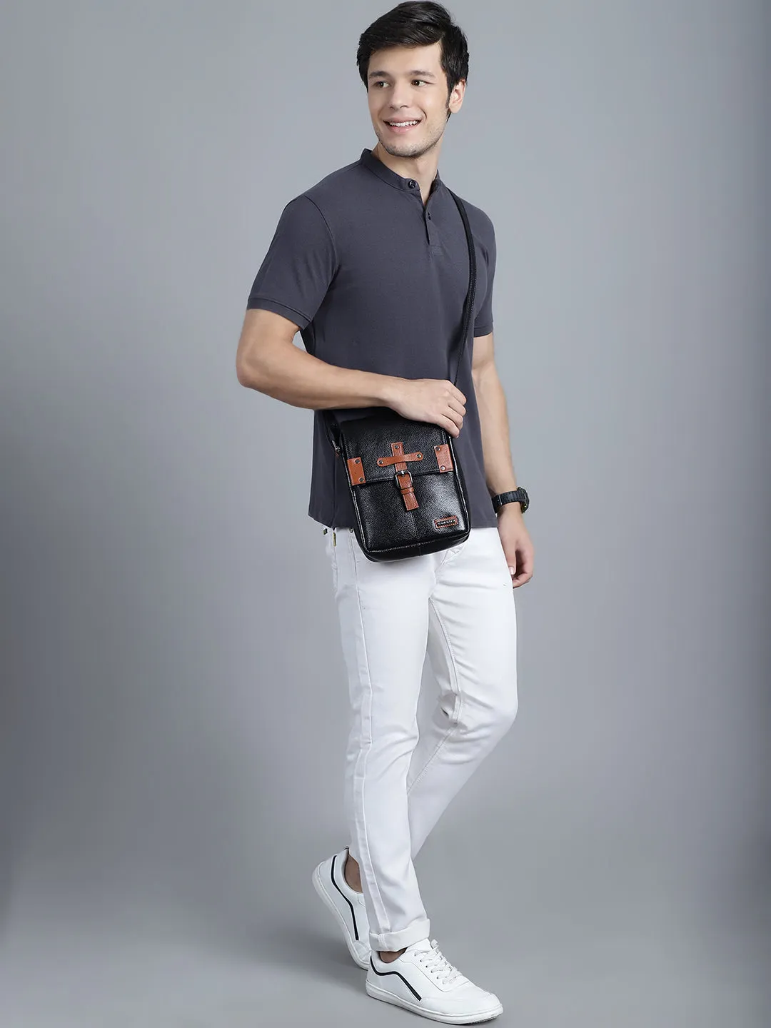 Black Leather Crossbody Bag CBB2200