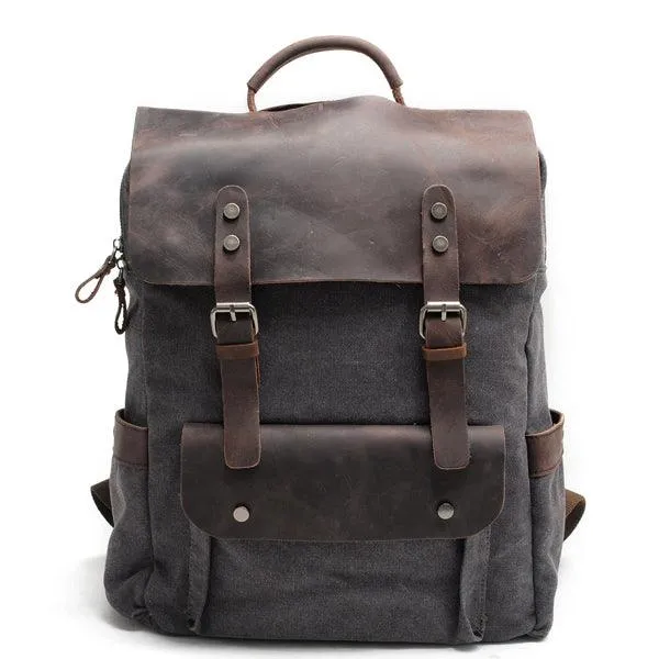 Blended Smart Thick Canvas BackPack Bag- Dark Grey