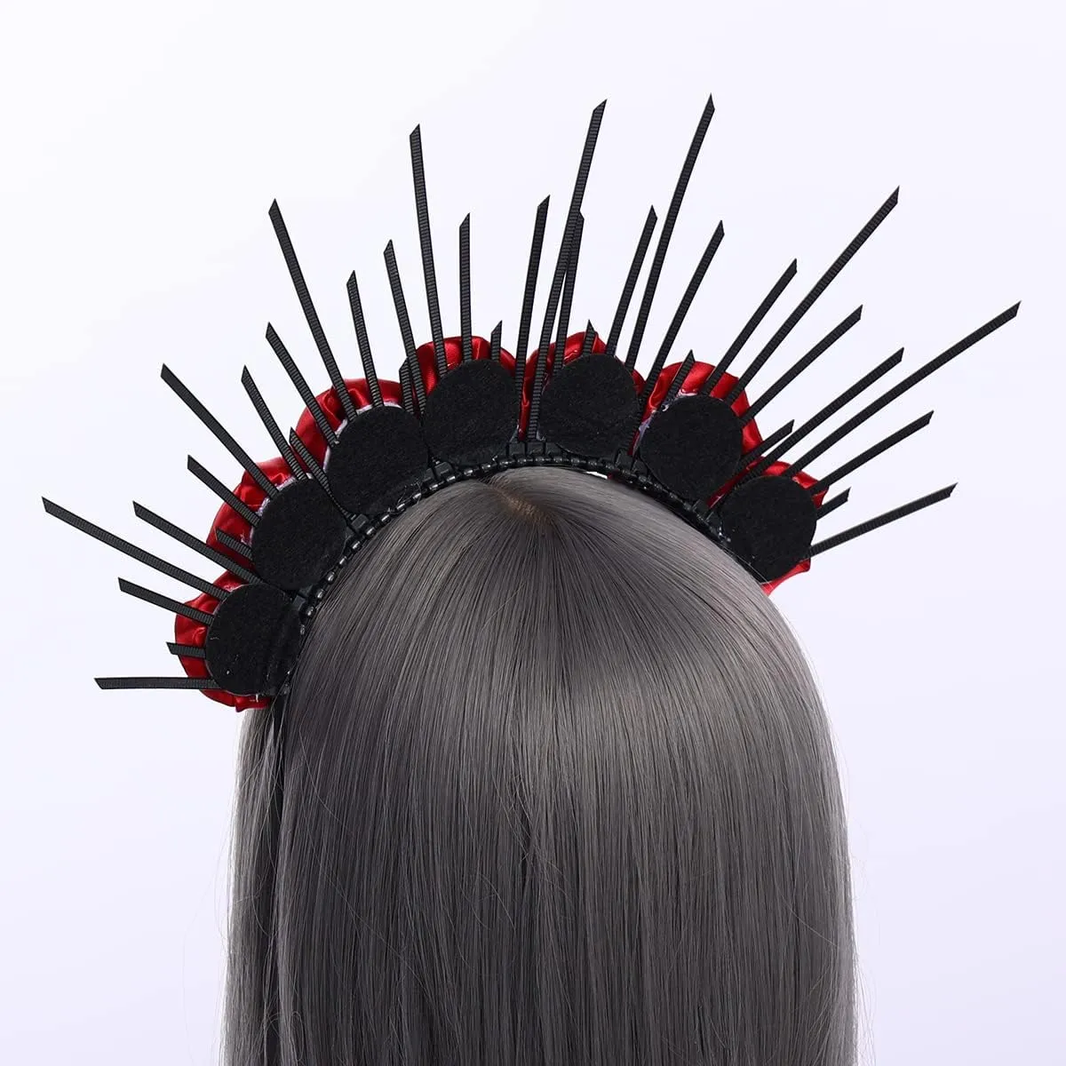 BLESSUME Gold Spike Halo Crown Headpiece NYLON ZIP TIE Wedding Bride Hair Band Tiara
