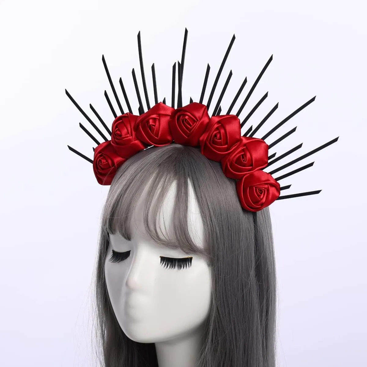 BLESSUME Gold Spike Halo Crown Headpiece NYLON ZIP TIE Wedding Bride Hair Band Tiara