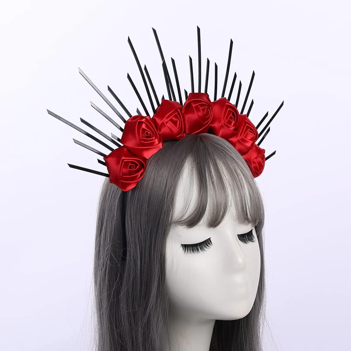 BLESSUME Gold Spike Halo Crown Headpiece NYLON ZIP TIE Wedding Bride Hair Band Tiara