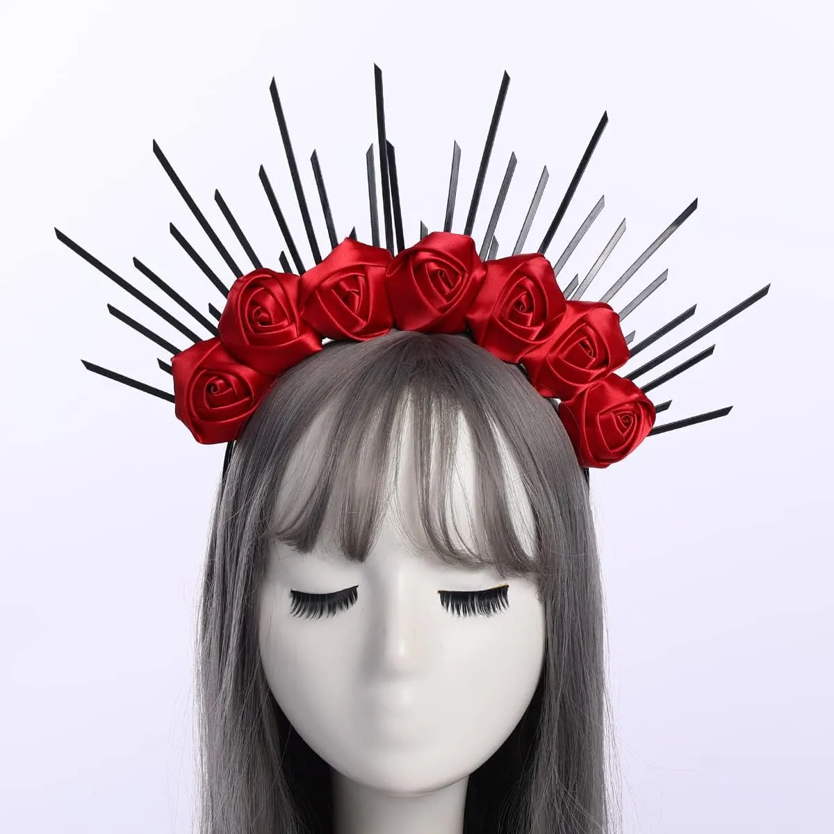 BLESSUME Gold Spike Halo Crown Headpiece NYLON ZIP TIE Wedding Bride Hair Band Tiara