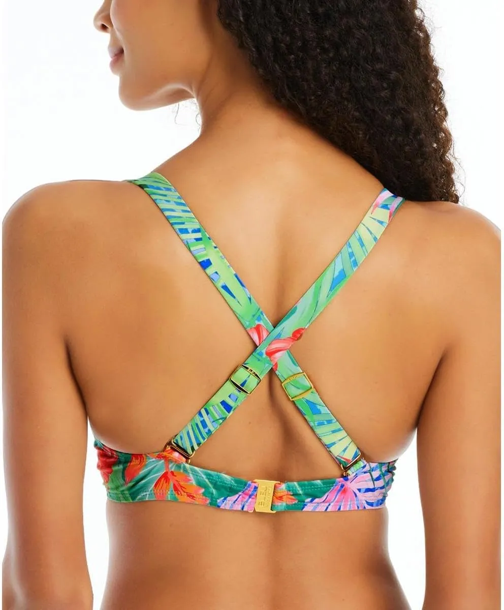 Bleu Rod Beattie Tropical Flight Tie Front Underwire Bra Top