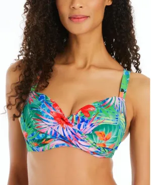 Bleu Rod Beattie Tropical Flight Tie Front Underwire Bra Top