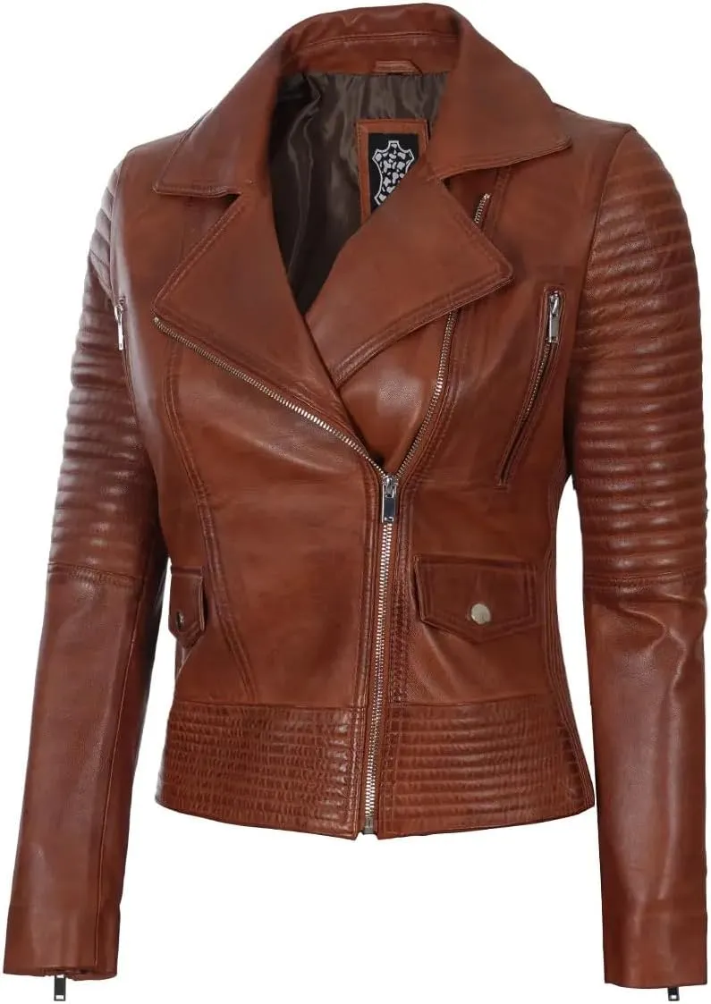 Blingsoul Asymmetrical Lambskin Leather Jacket Women - Stylish Womens Leather Jackets