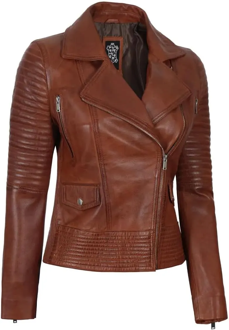 Blingsoul Asymmetrical Lambskin Leather Jacket Women - Stylish Womens Leather Jackets
