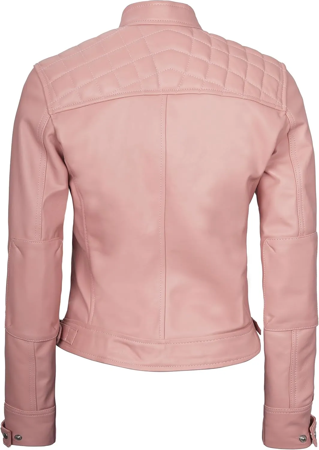Blingsoul Leather Jacket Women - Quilted Cafe Racer Style Womens Leather Jackets